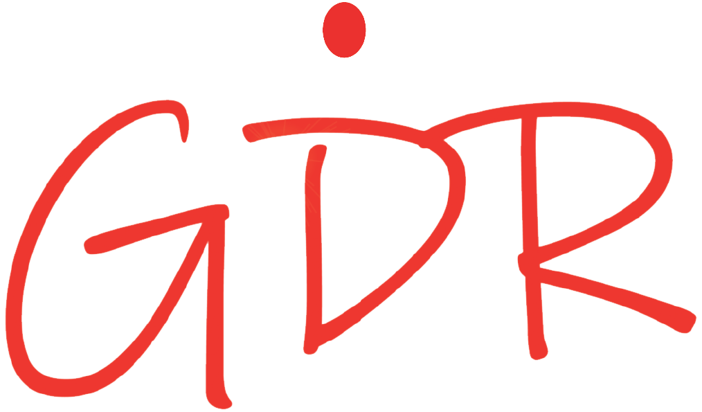 Initials, "GDR" in red